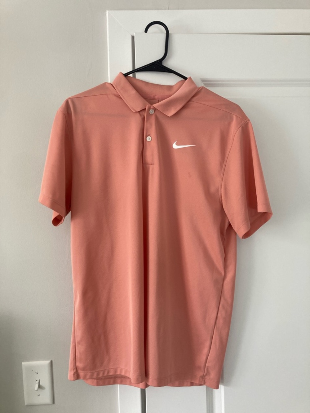 Nike Men’s Coral/Pink Golf Polo with White Swoosh